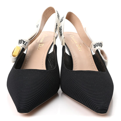 Christian Dior Technical Canvas Ribbon J Adior Slingback 65mm Pumps 38.5 Black 3 of 10