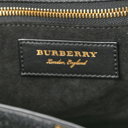 Burberry Suede Calfskin Watersnake Medium Buckle Tote Black Gold 6 of 9