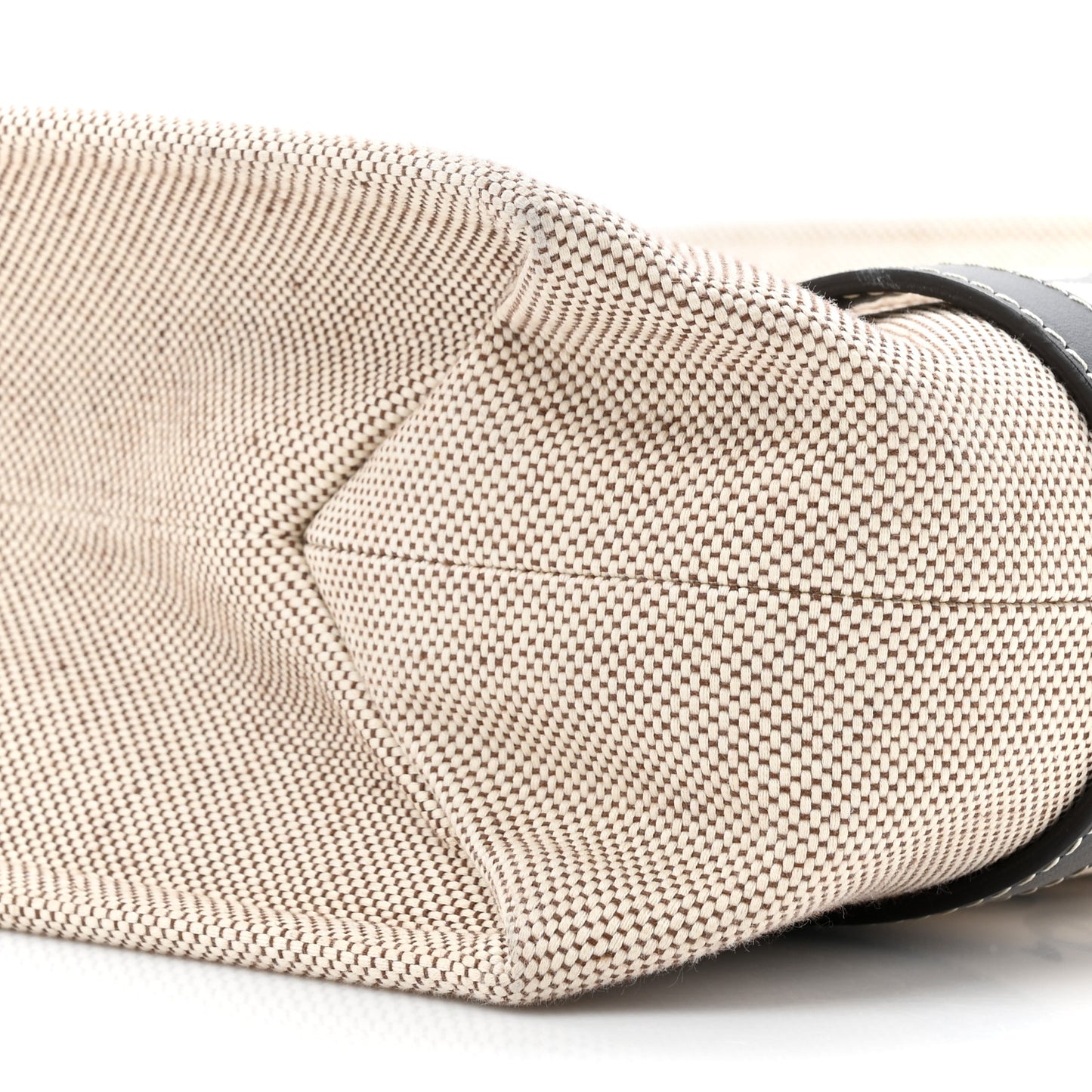 Cotton Calfskin Medium Woody Ribbon Tote White Black