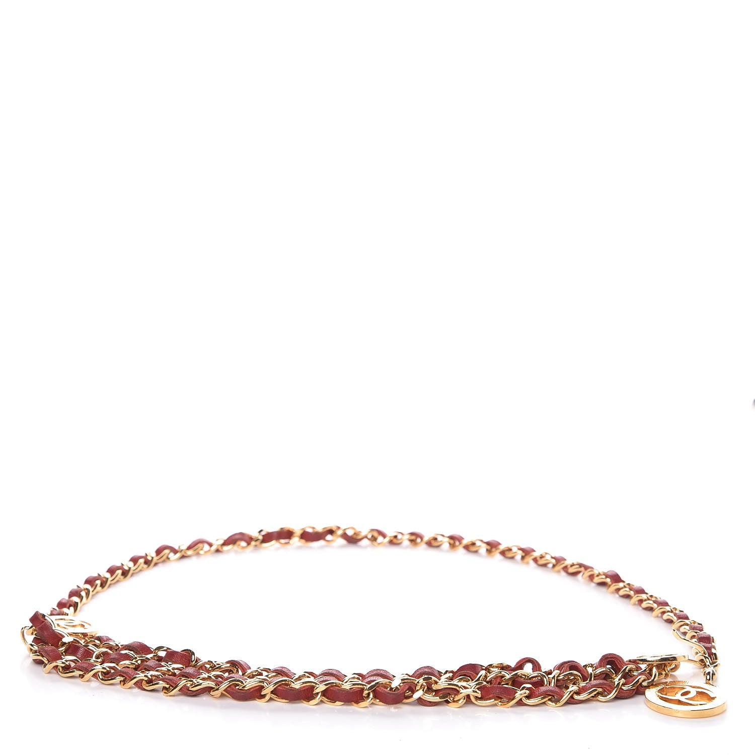 Chanel Lambskin Triple Chain Link CC Belt Gold Red 1 of 5