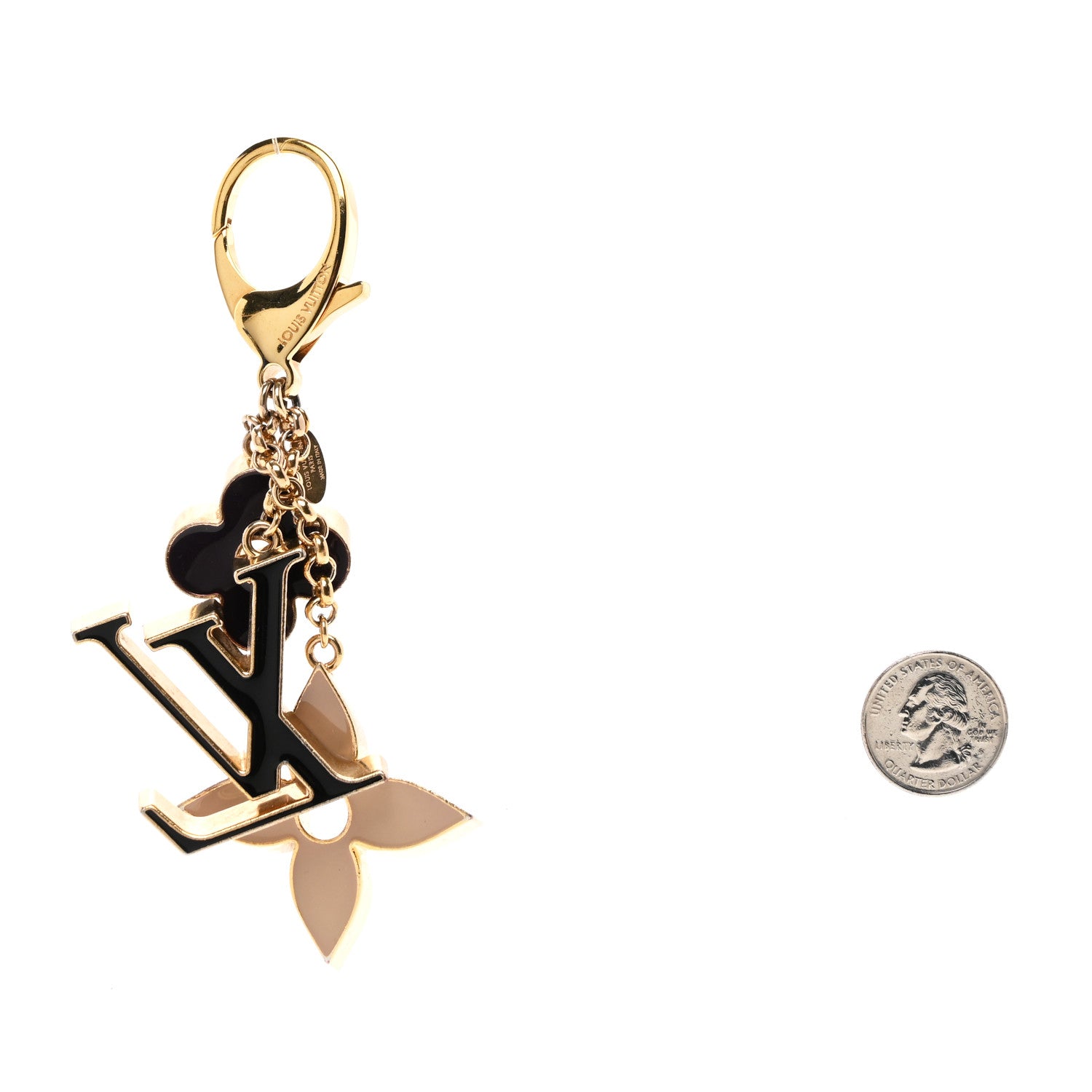 Louis Vuitton Metal Enamel Fleur De Monogram Bag Charm Dore 2 of 5