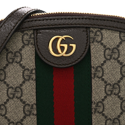 Gucci GG Supreme Monogram Textured Dollar Calfskin Web Small Ophidia Dome Shoulder Bag Beige Ebony New Acero 8 of 11