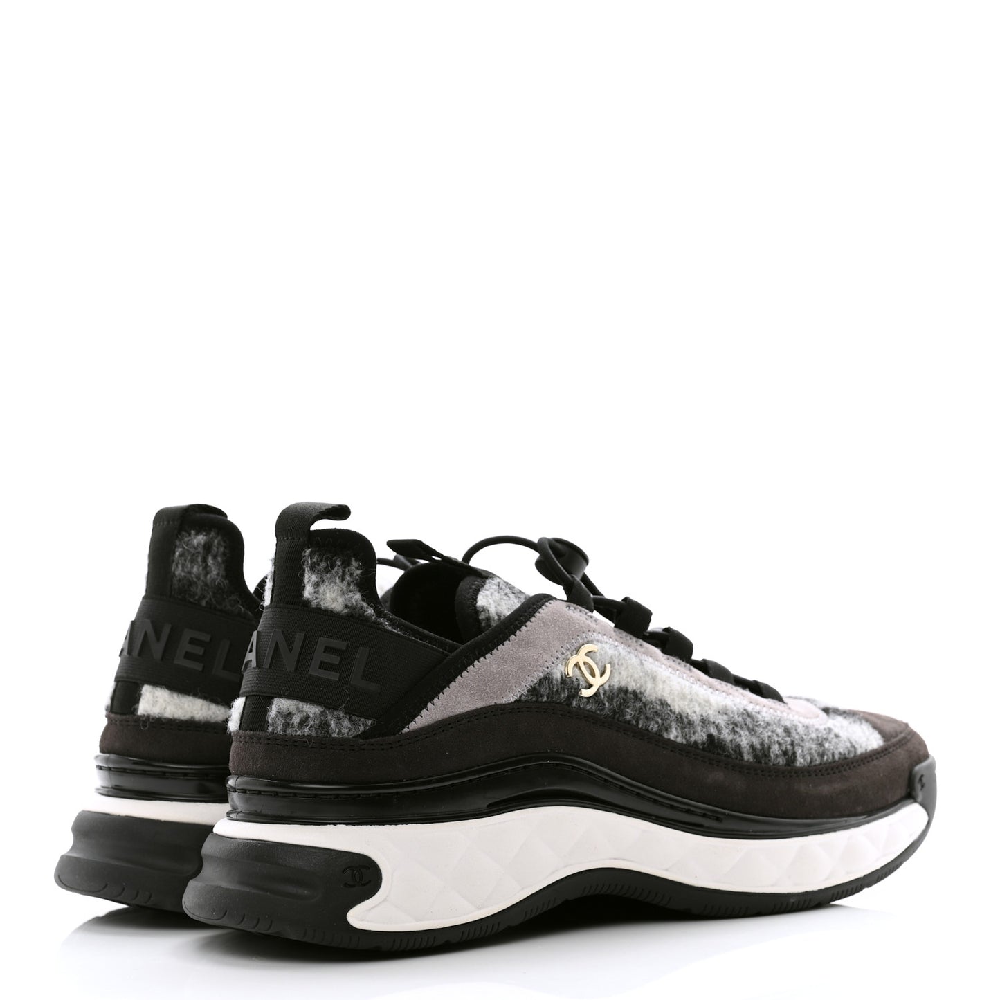 Fabric Suede Calfskin CC Sneakers 39.5 Gray