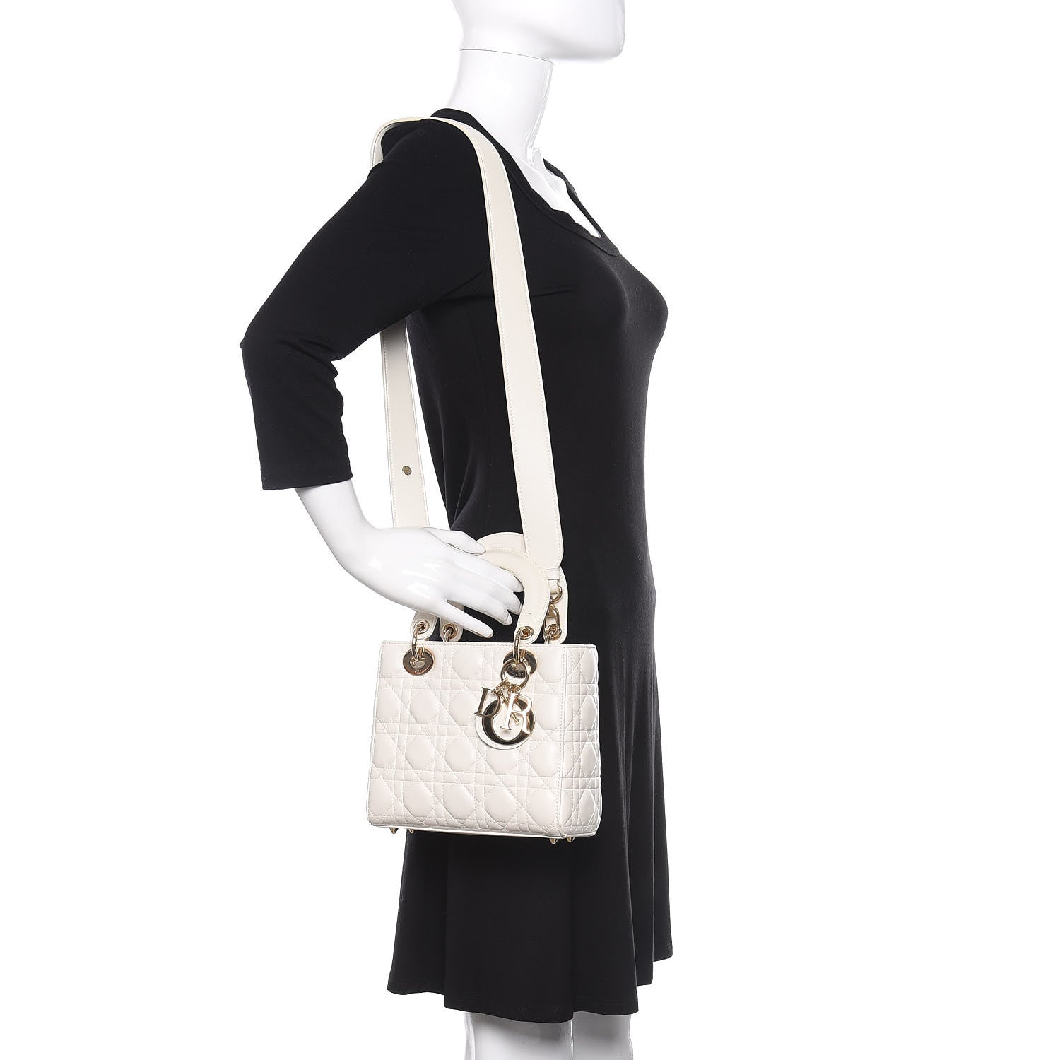 Christian Dior Lambskin Cannage Small My ABCDior Lady Dior White 2 of 12