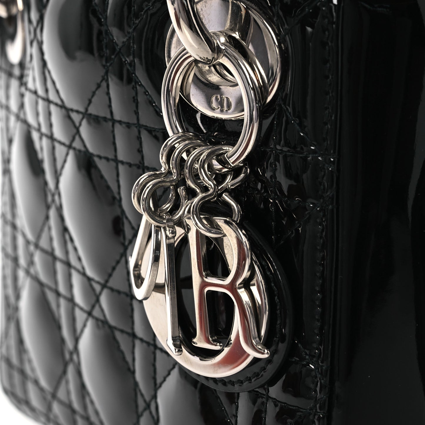 Patent Cannage Mini Lady Dior Black