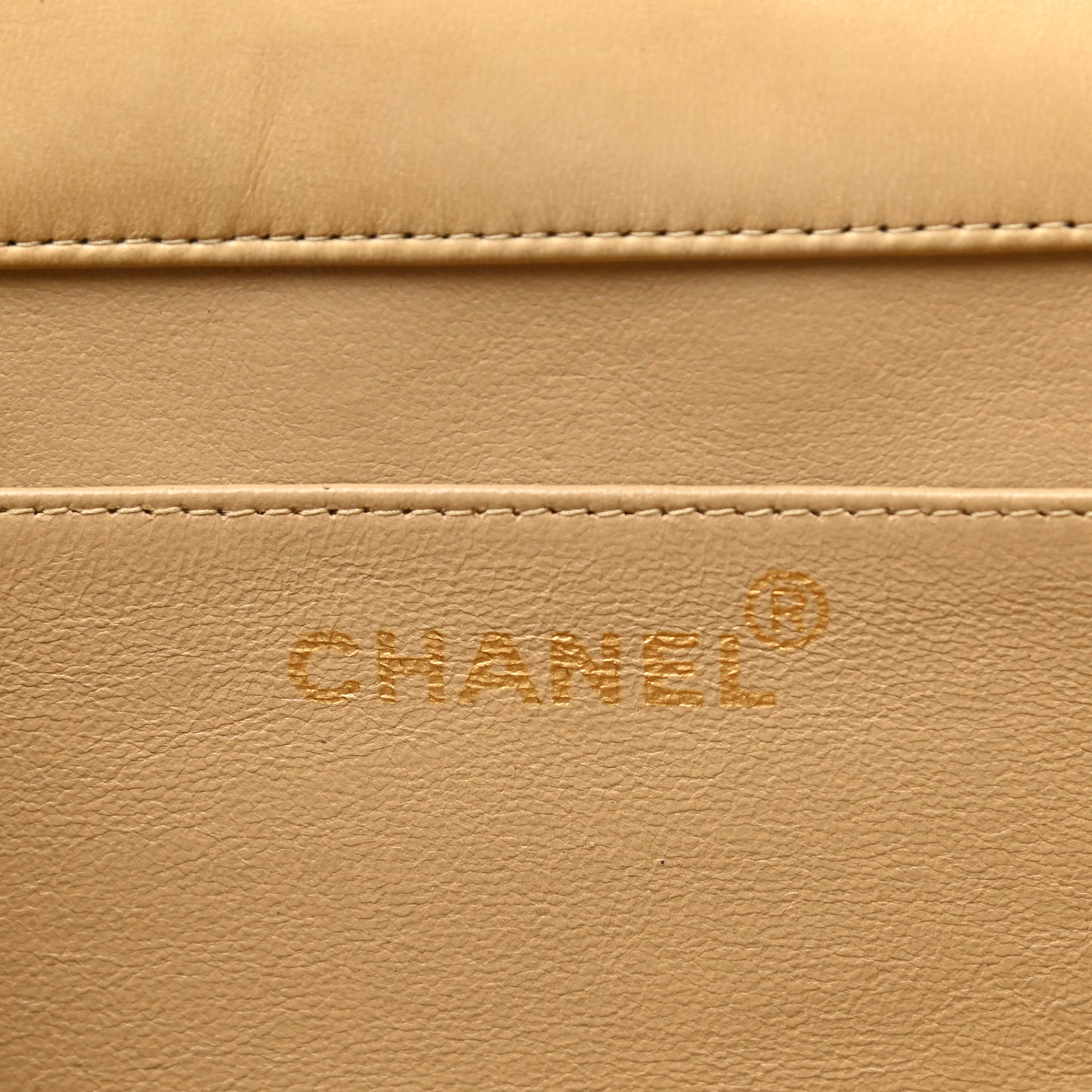 Lambskin Quilted Single Chain Flap Beige