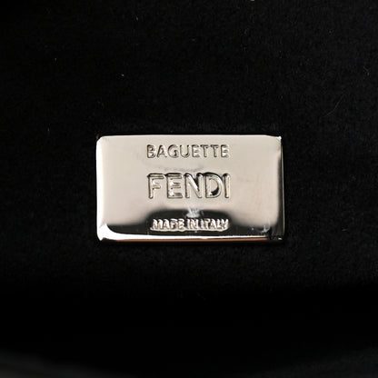 Fendi Shiny Nappa Rabbit Fur Crystal Flowerland Micro Buggie Baguette Black Mojito Multicolor 8 of 13