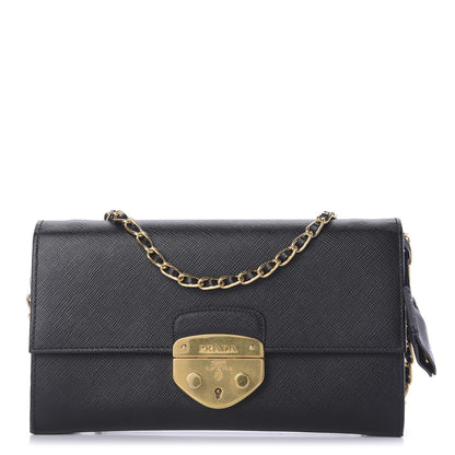 Prada Saffiano Lux Sound Wallet On Chain Black 1 of 7