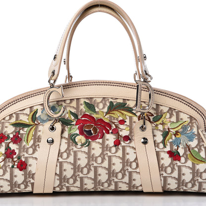 Christian Dior Monogram Vintage Flowers Frame Satchel Beige 7 of 16