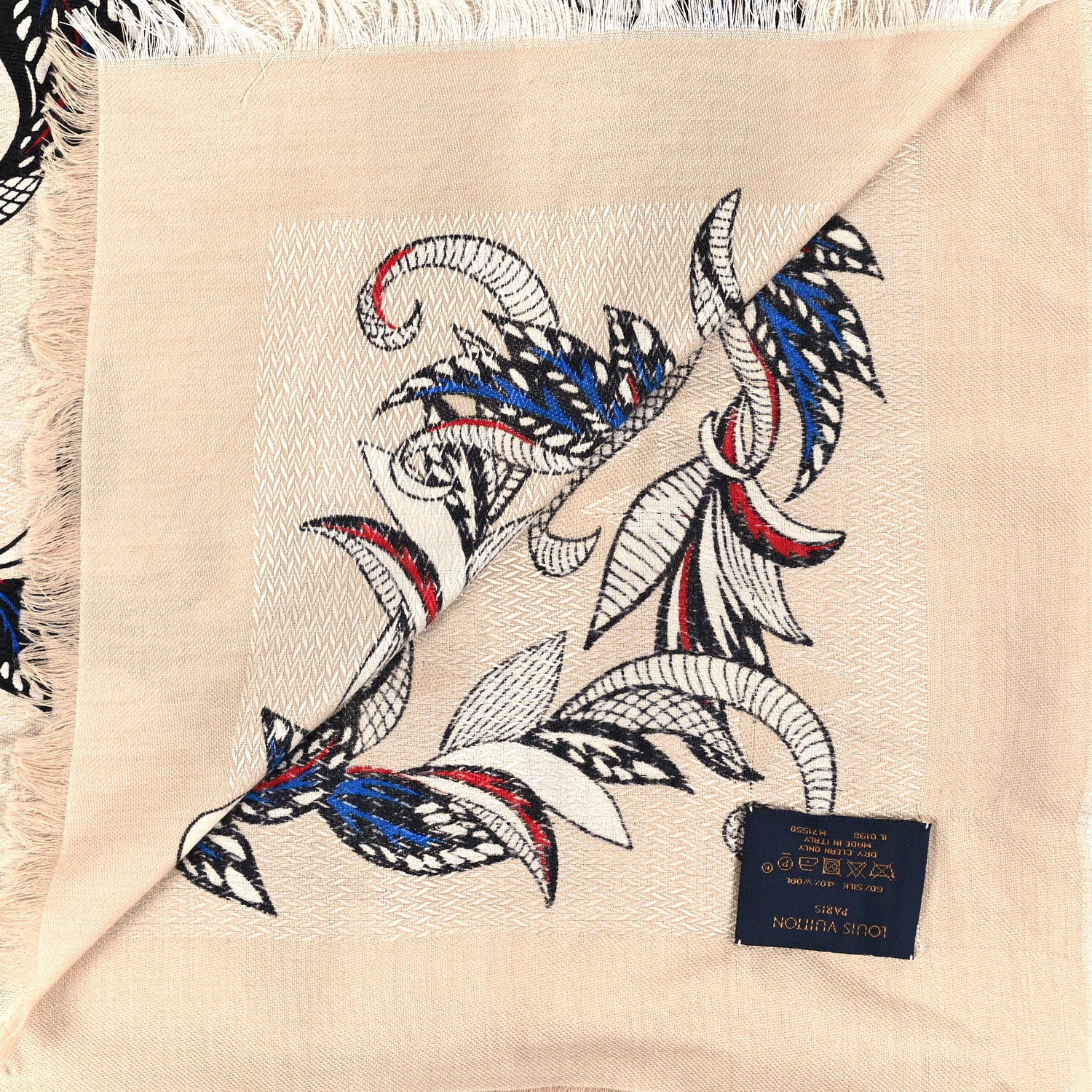 Louis Vuitton Silk Wool Beyond Flower Monogram Shawl Beige 2 of 3