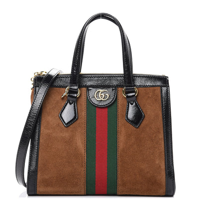 Gucci Suede Patent GG Web Small Ophidia Tote Bag Nocciola Black 1 of 11