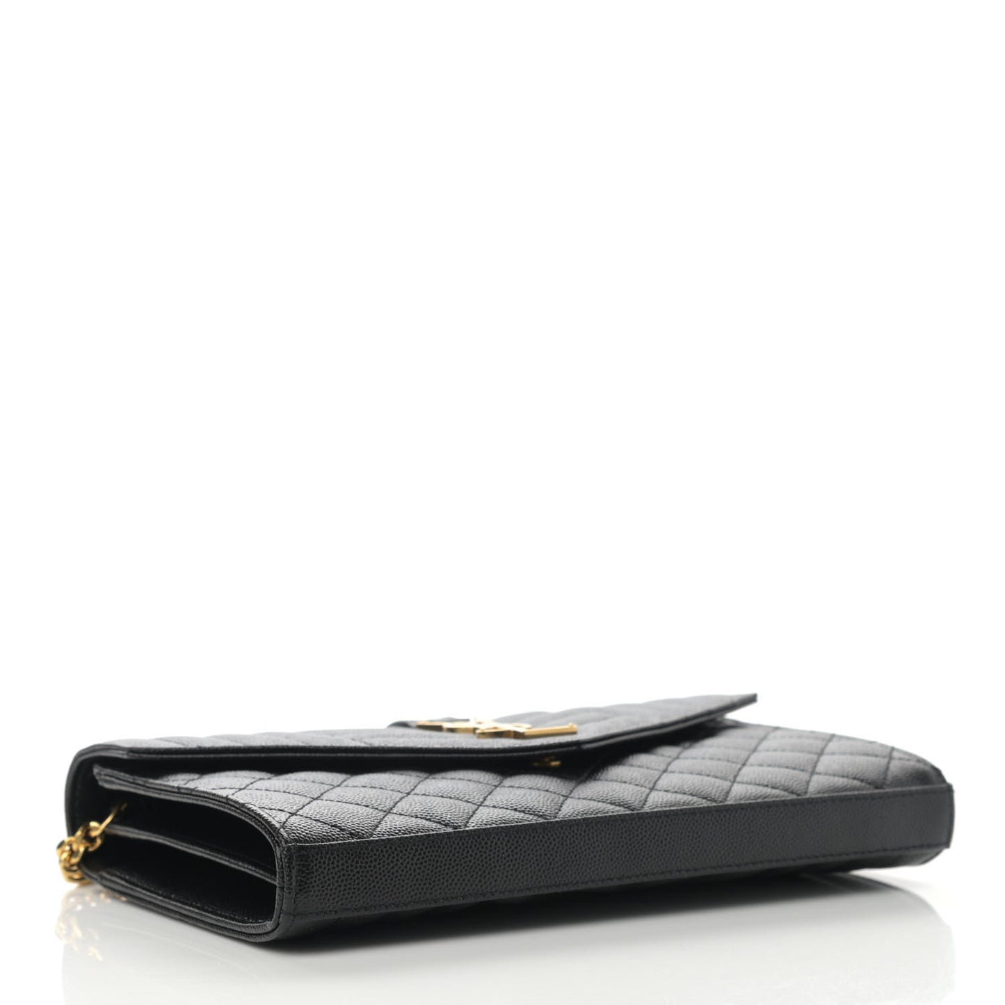 Grain De Poudre Mixed Matelasse Triquilt Monogram Chain Wallet Black