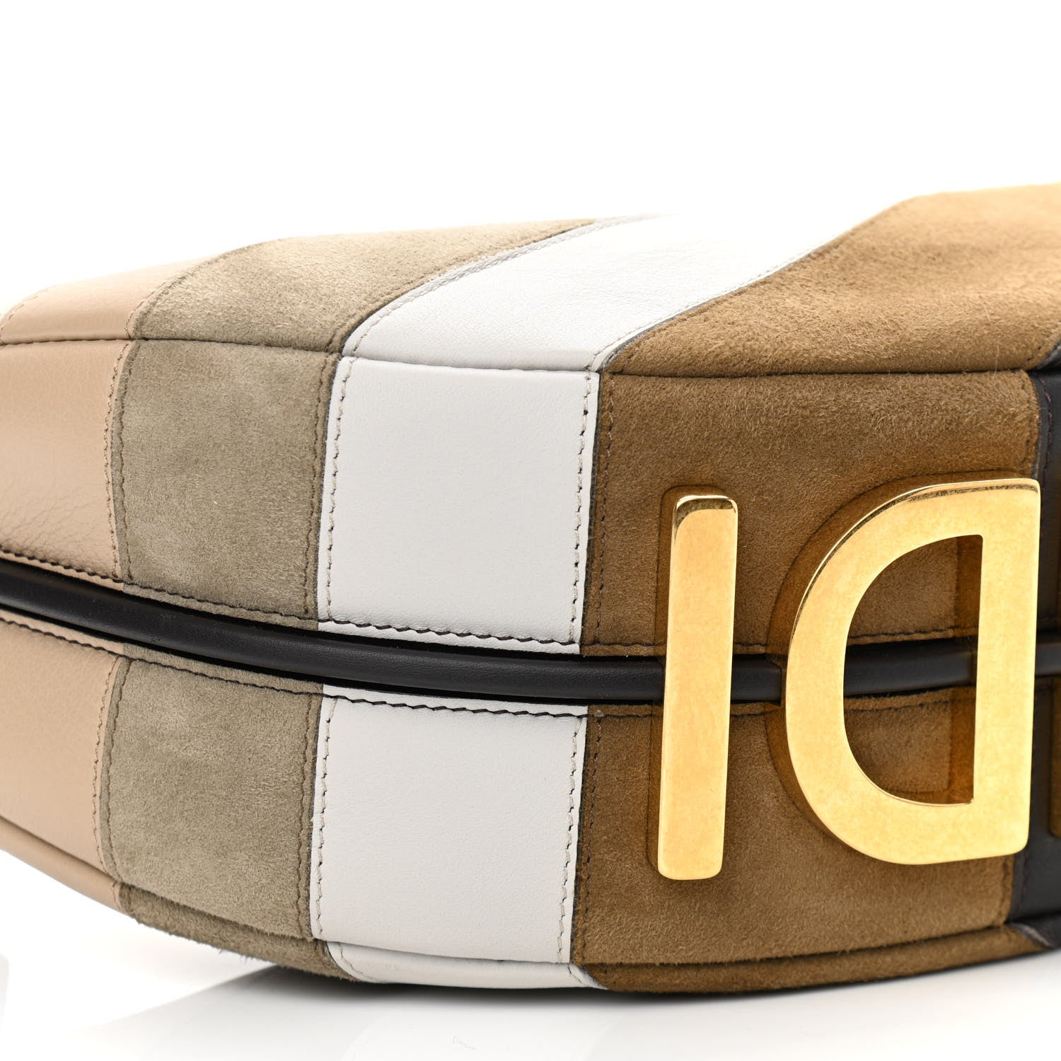 Fendi Vitello Seta Goatskin Suede Rainbow Inlay Small Fendigraphy Hobo Bag Grigio Multicolor Ebano 9 of 11