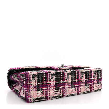 Chanel Tweed Quilted Medium Double Flap Pink Black 4 of 12