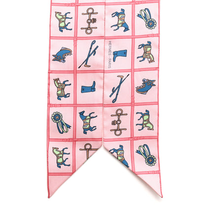 Hermes Silk Couvertures Et Tenues Twilly Rose Bleu Vert 2 of 4