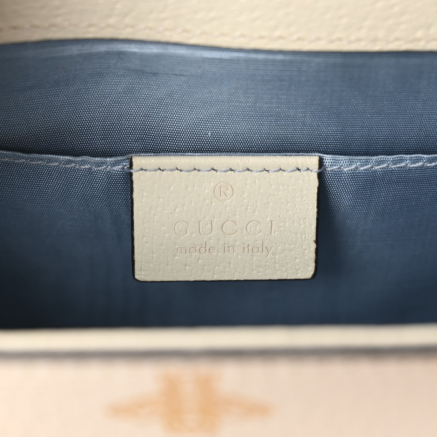 Gucci Textured Calfskin Bee Star Print Mini Sylvie Top Handle Bag Mystic White 6 of 11