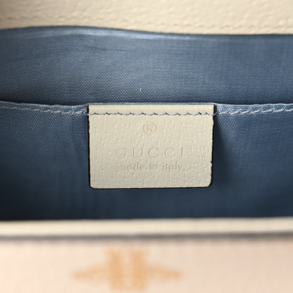 Gucci Textured Calfskin Bee Star Print Mini Sylvie Top Handle Bag Mystic White 6 of 11