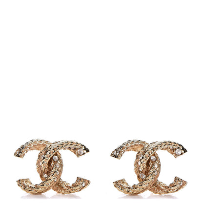Chanel Crystal Twisted CC Earrings Gold 1 of 5
