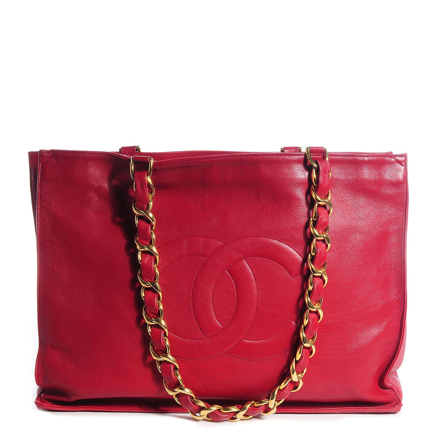 Lambskin CC Jumbo Shoulder Bag Red