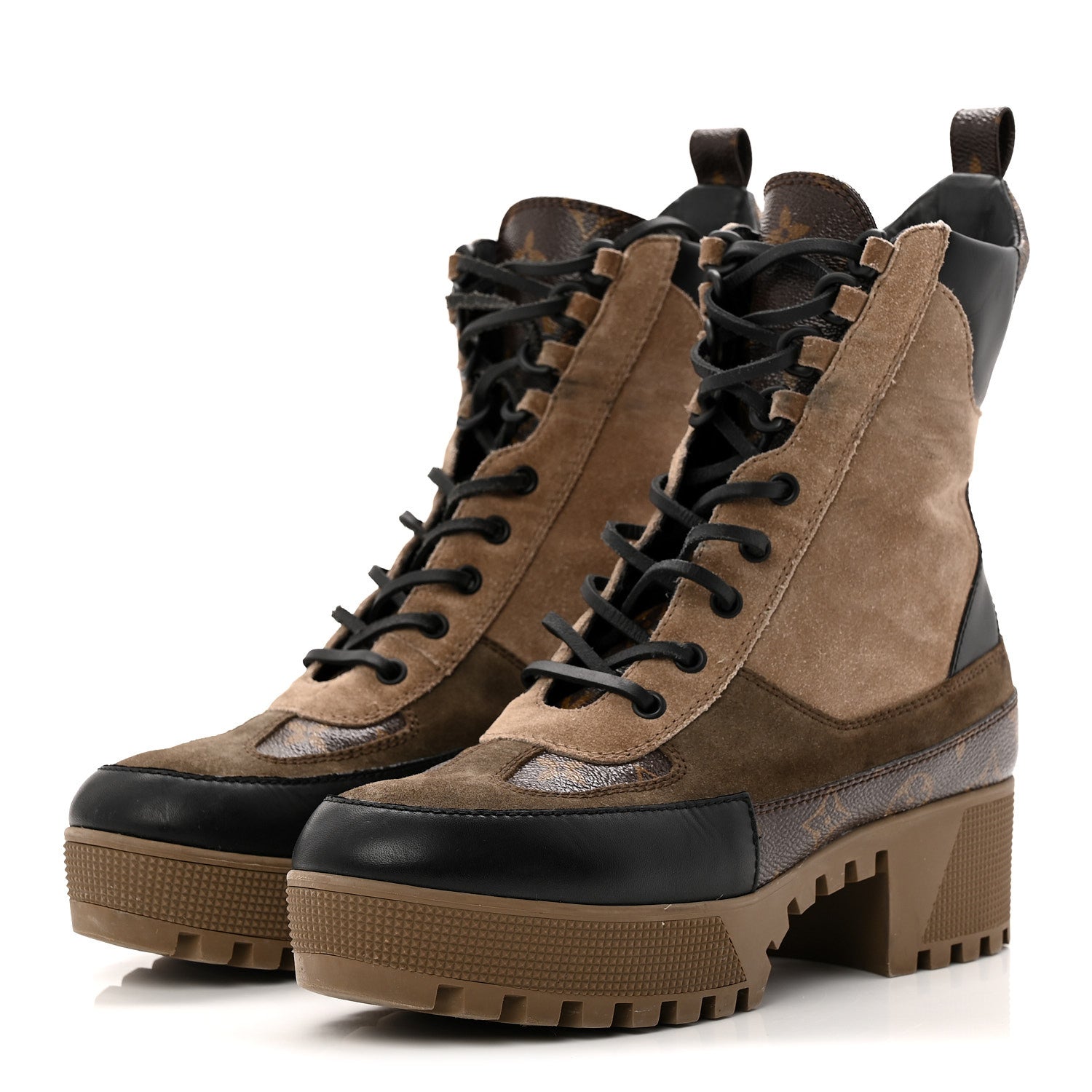 Louis Vuitton Suede Calfskin Monogram Laureate Platform Desert Boots 40 Taupe 4 of 9