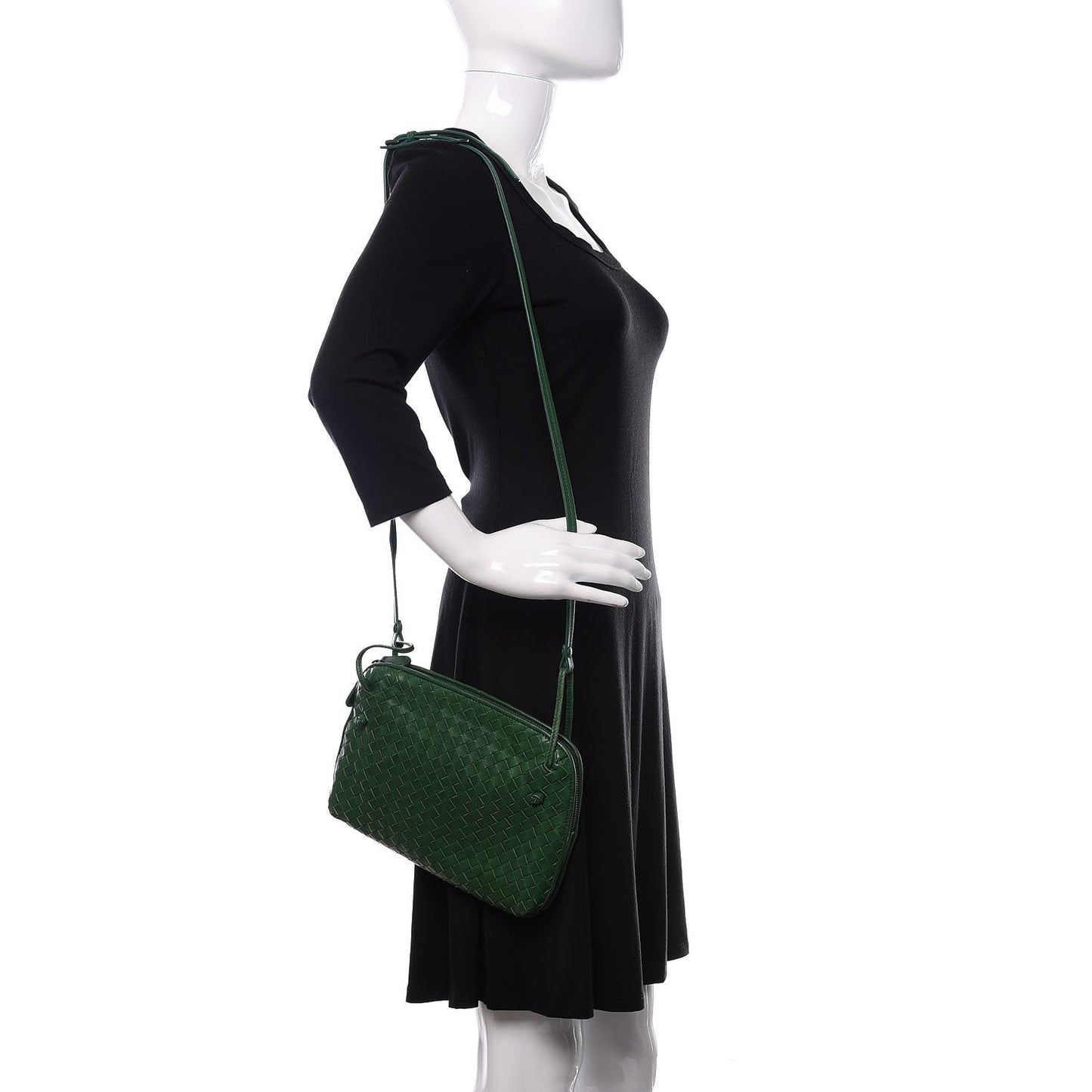 Nappa Intrecciato Nodini Crossbody Messenger Green