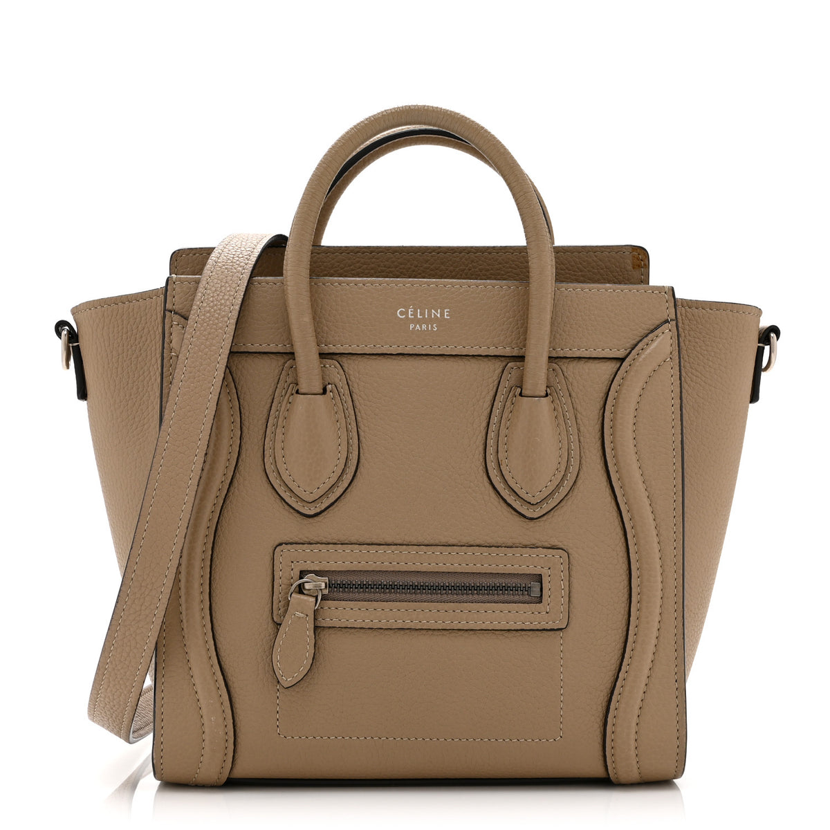 Celine Drummed Calfskin Nano Luggage Dune 1 of 13