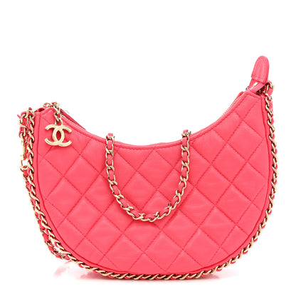 Chanel Lambskin Quilted Small Hobo Bag Pink 1 of 12