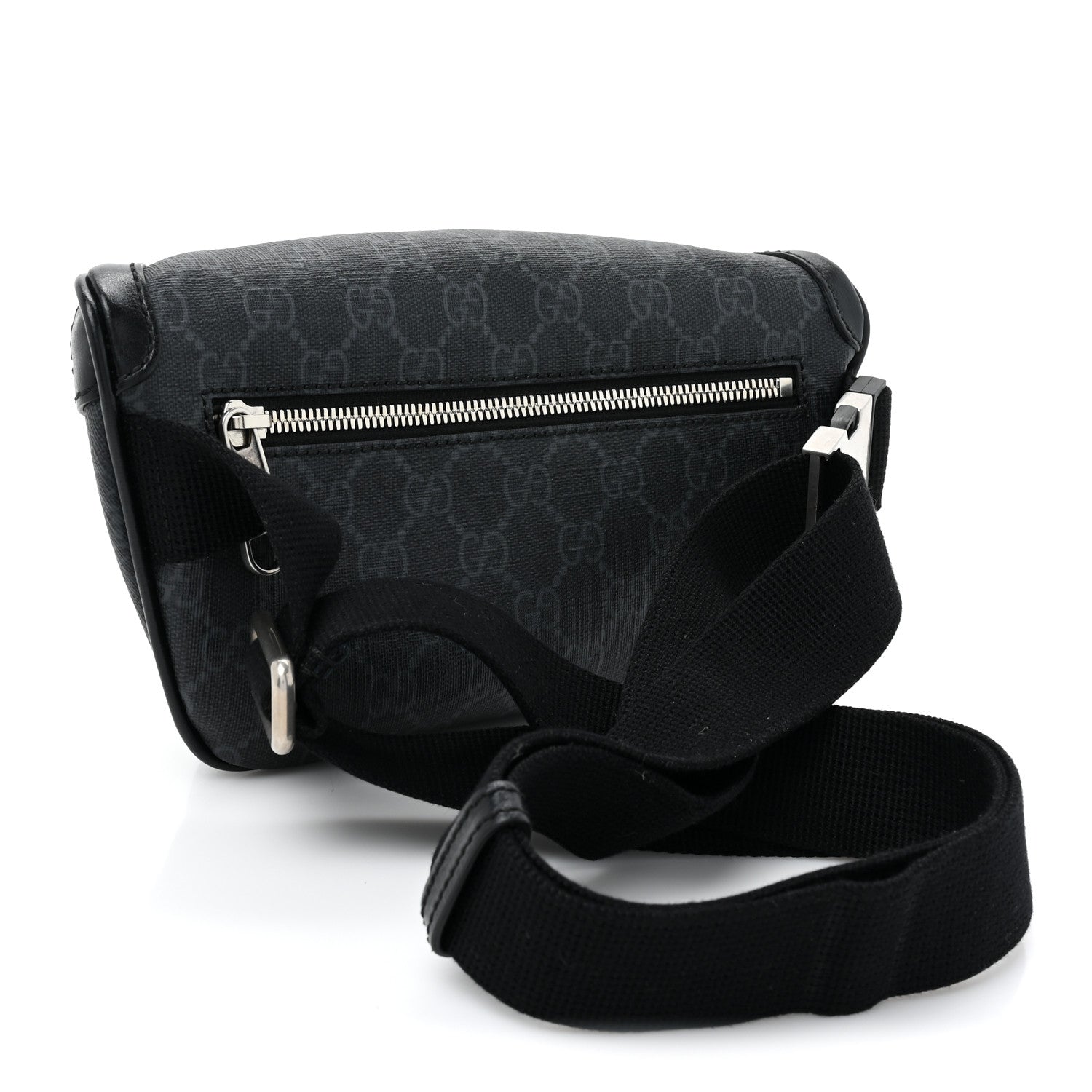Gucci GG Supreme Monogram Textured Calfskin Retro Interlocking G Belt Bag Black 3 of 10