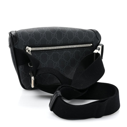 Gucci GG Supreme Monogram Textured Calfskin Retro Interlocking G Belt Bag Black 3 of 10
