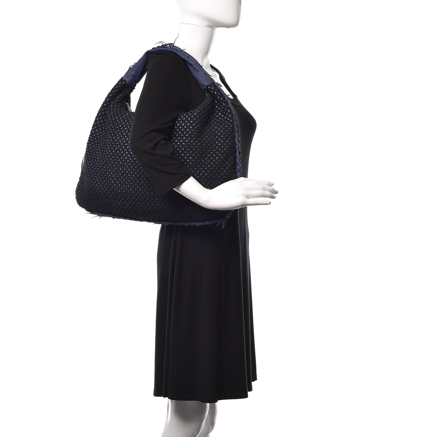 Nappa Silk Mini Ponza Devore Fuzzy Hobo Indigo
