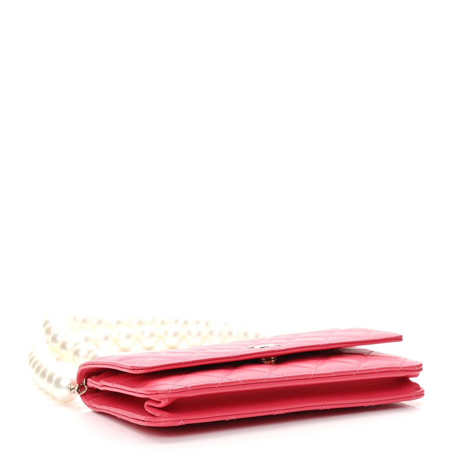 Chanel Calfskin Quilted Pearl CC Wallet On Chain WOC Pink 4 of 12