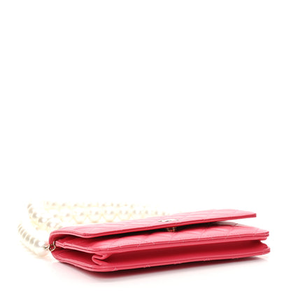 Chanel Calfskin Quilted Pearl CC Wallet On Chain WOC Pink 4 of 12