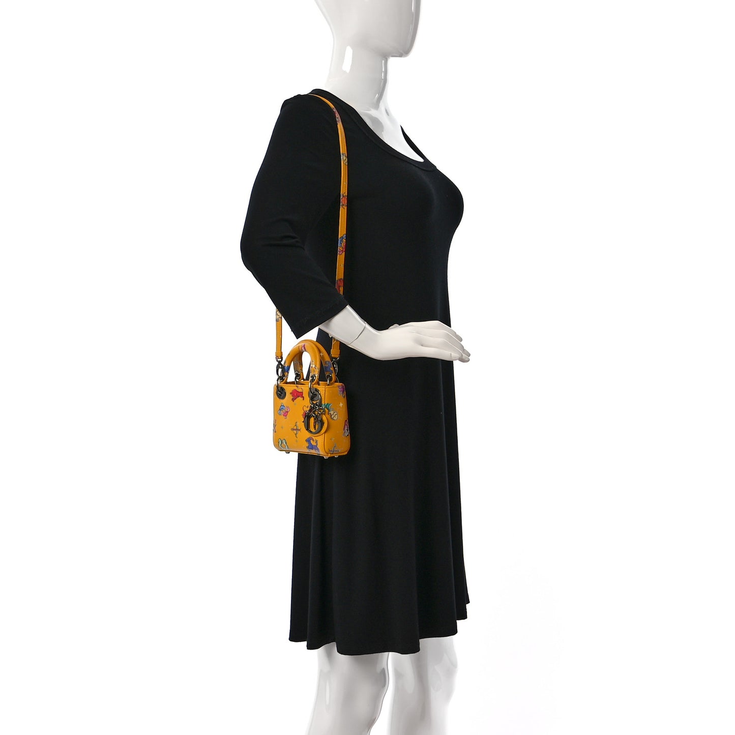 Calfskin Pixel Zodiac Micro Lady Dior Yellow Multicolor