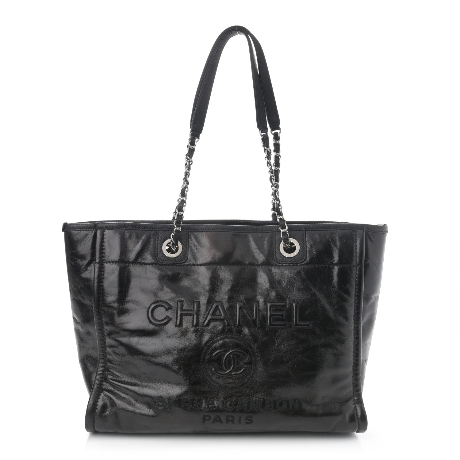 Chanel Glazed Calfskin Small Deauville Tote Black 1 of 11