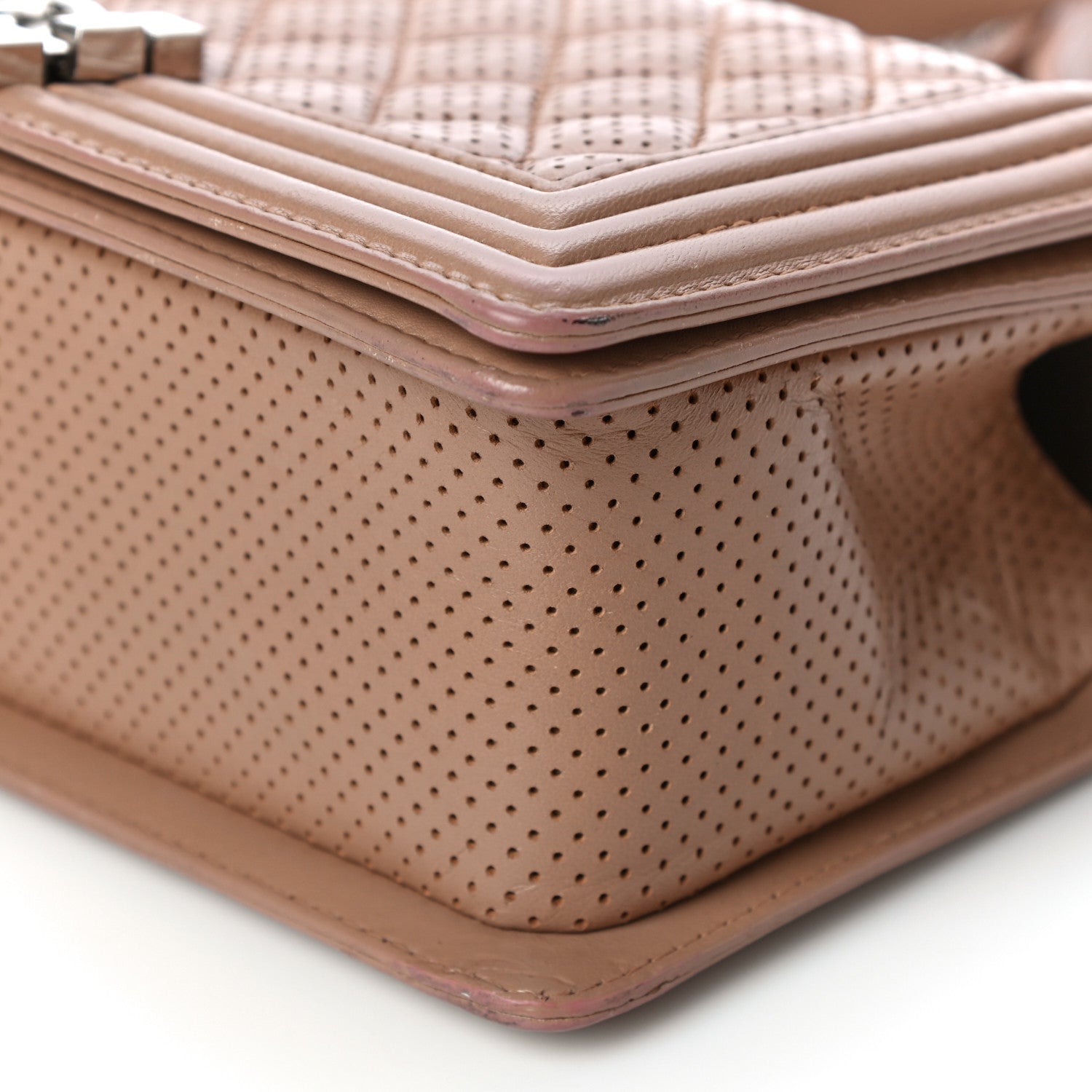 Chanel Lambskin Perforated Medium Boy Flap Dark Beige 10 of 16