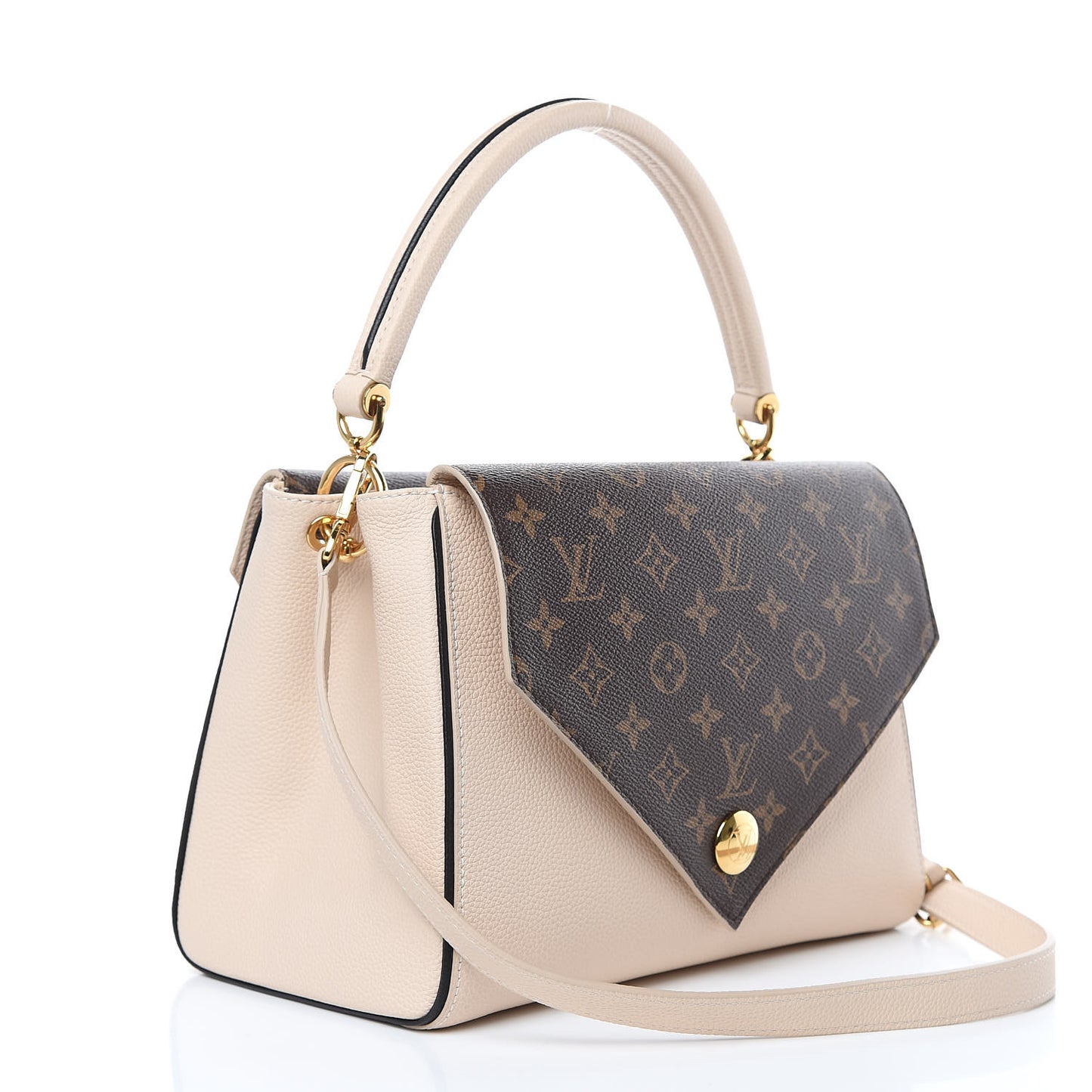 Grained Calfskin Monogram Double V Creme