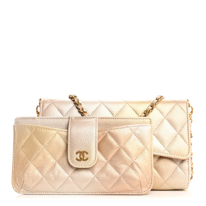 Chanel Metallic Goatskin Quilted Phone Holder Wallet on Removable Chain  Gold 3 of 19