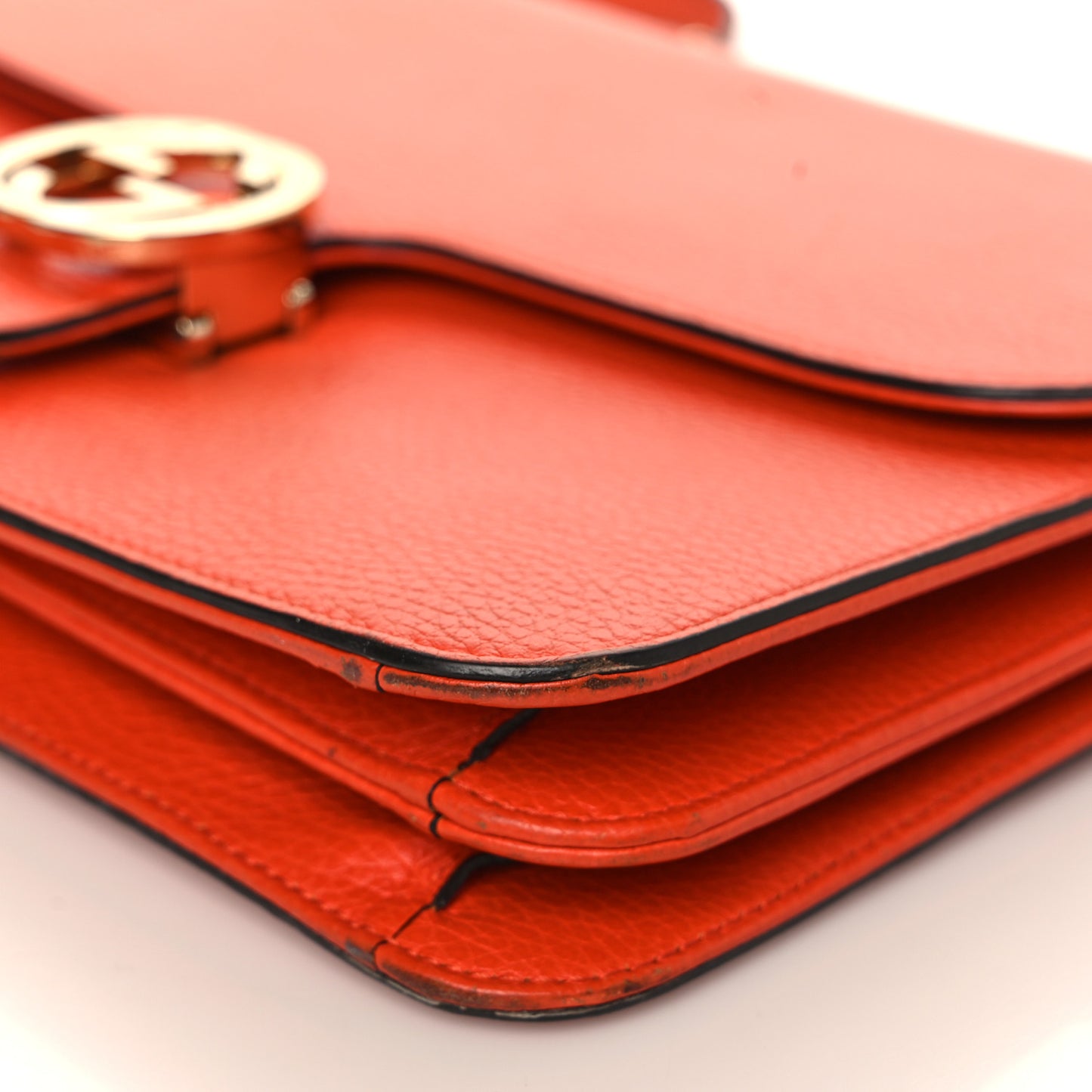 Dollar Calfskin Interlocking G Shoulder Bag Sun Orange