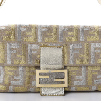 Fendi Metallic Lurex Zucca Baguette Gold Silver 11 of 11
