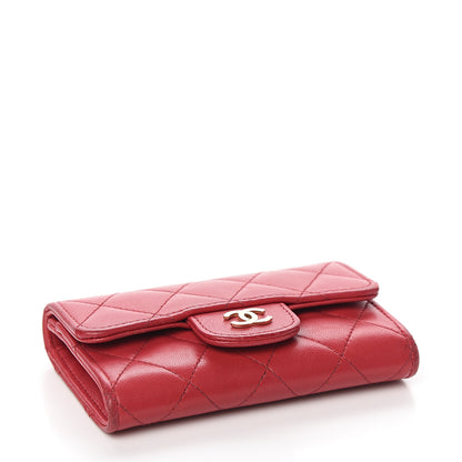 Chanel Lambskin Quilted Flap Card Holder Dark Pink 3 of 10