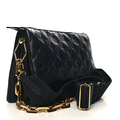 Louis Vuitton Lambskin Embossed Monogram Coussin PM Black 3 of 11