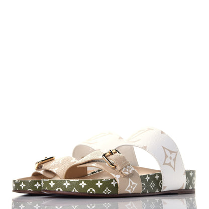 Louis Vuitton Monogram Giant Bom Dia Flat Mule Sandals 38 White Moka 3 of 9