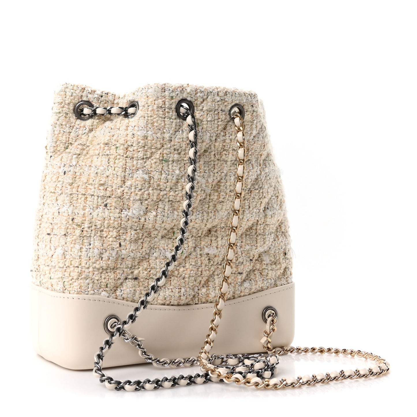 Tweed Calfskin Quilted Gabrielle Backpack Ivory