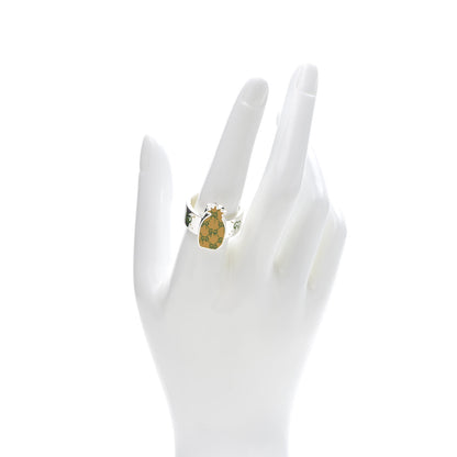 Gucci Sterling Silver Enamel GucciGhost Pineapple Ring 61 9.5 2 of 7