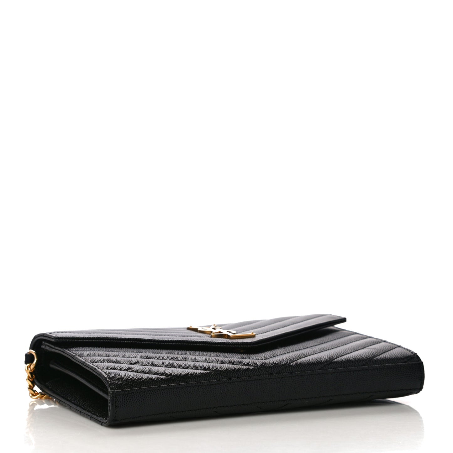 Grain De Poudre Matelasse Chevron Monogram Chain Wallet Black