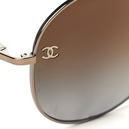 Chanel Aviator CC Sunglasses 4189-T-Q Gold 7 of 10