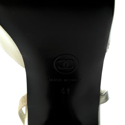 Chanel Lambskin Cap Toe CC Slingback Pumps 41 White Black 6 of 8
