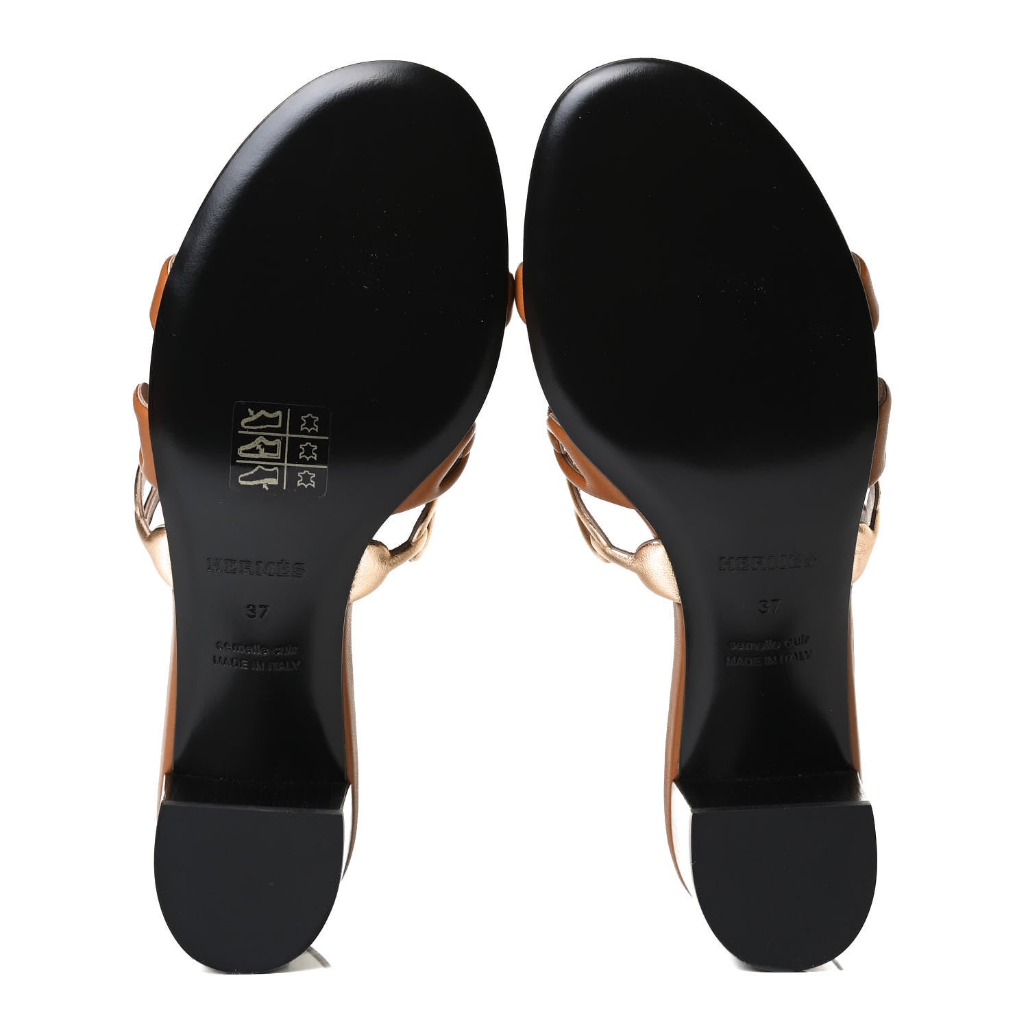Hermes Metallic Nappa Tandem Sandals 37 Multicolor Beige Dore 7 of 11