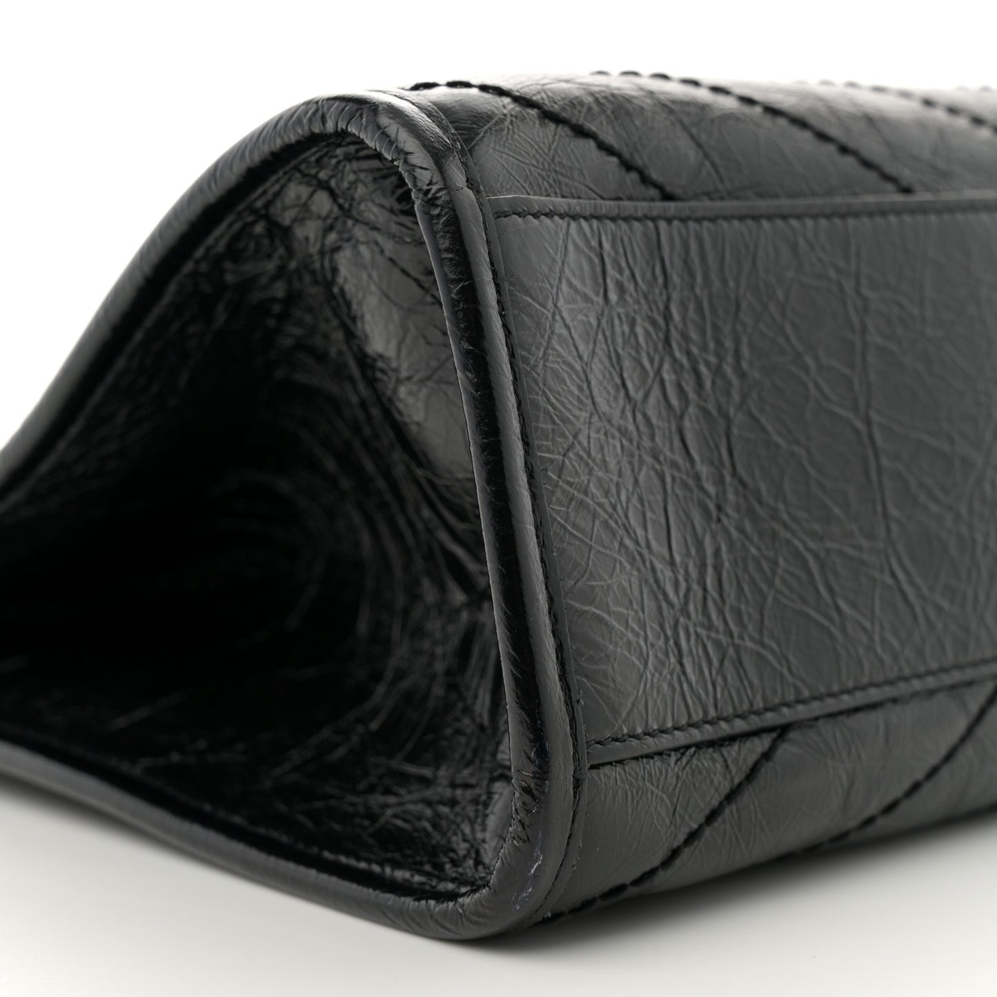 Crinkled Calfskin Matelasse Monogram Medium Niki Shopper Tote Black
