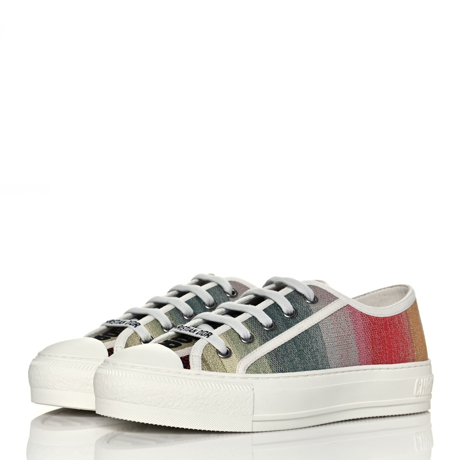 Christian Dior Canvas Dioraura Embroidered Womens Walk'N'Dior Low Top Sneakers 35 Multicolor 3 of 9